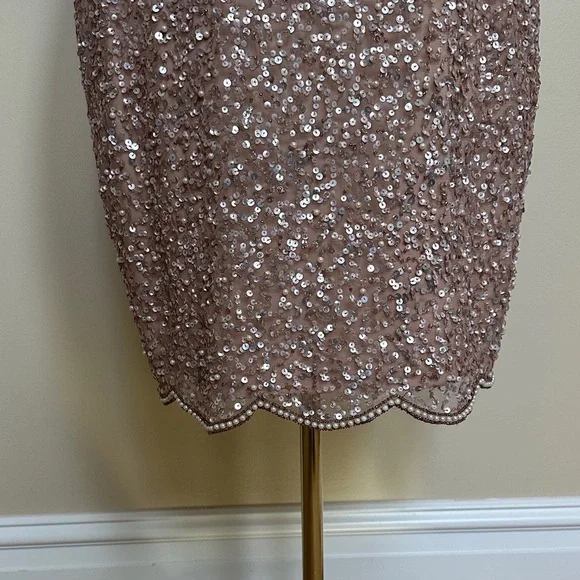 New Adrianna Papell Sequin Mini Formal Dress in Rose Gold - Picture 5 of 6